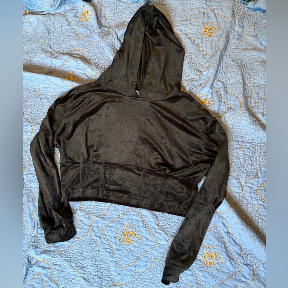 Women's Black Hooded Top